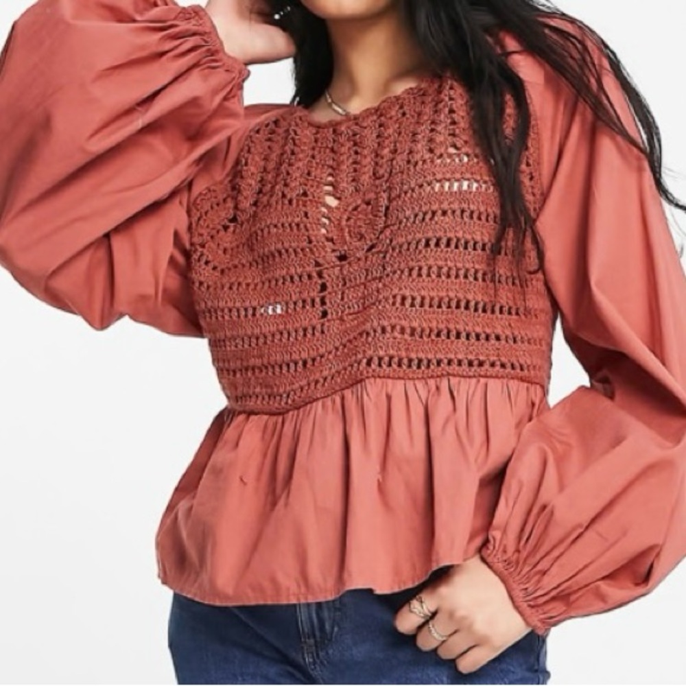 ASOS Rust Crochet Blouse